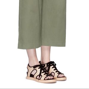 OPENING CEREMONY Idha Lace-Up Cut-Out Wedge Sandal
